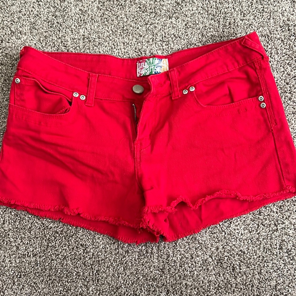 Red Cut off shorts